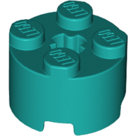 Lego Brick Round 2 x 2 with Axle Hole / Dark Turquoise