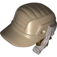 Lego Hair and Hat / Cap, Flat Silver Headset and Dark Brown Hair Print (Jyn Erso)