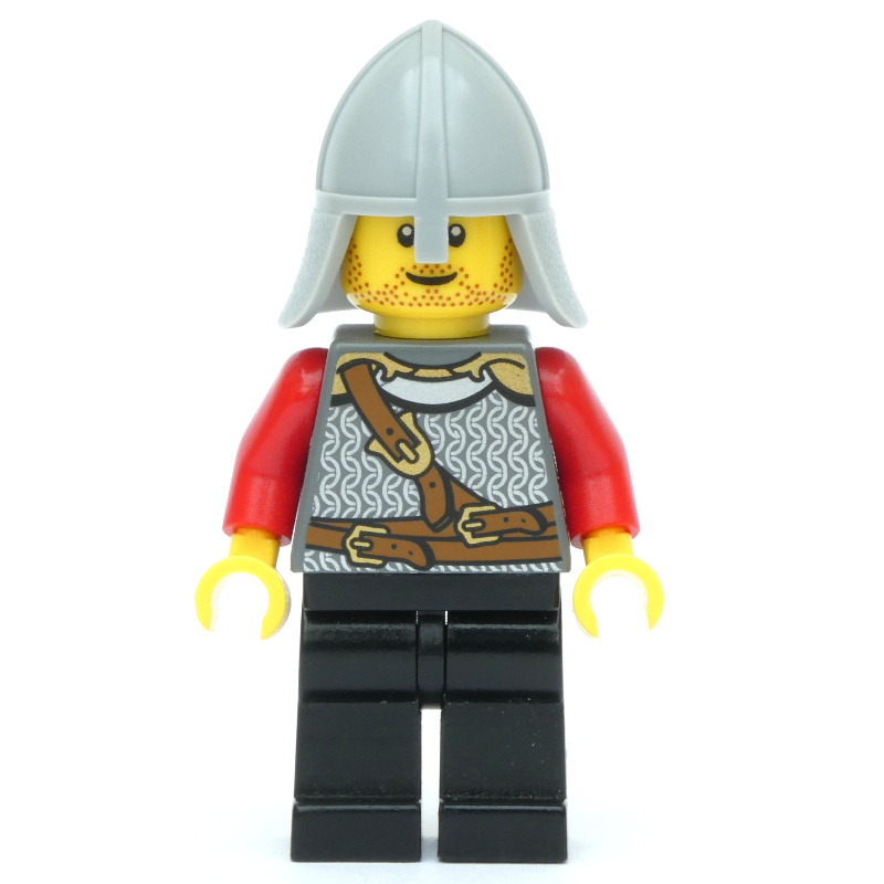 Lego Knight - Dark Bluish Grey Torso, Black Legs, Light Bluish Grey Helmet