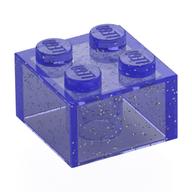 Lego Brick 2 x 2 without Inside Ridges / Glitter Trans-Purple