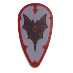 Shield Ovoid with Black and Red Bat, Red Border Print