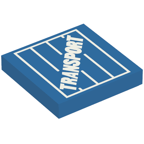 Lego Tile 2 x 2 with Transport Text on Crate Print