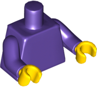 Lego Torso Plain / Dark Purple Arms / Yellow Hands