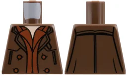 Torso Trenchcoat, Dark Orange Hems and Buttons, Light Nougat Neck Pattern / Umber Brown
