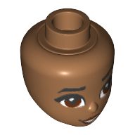 Lego Minidoll Head with Dark Brown Eyes and Lips, Open Smile Print (Moana) / Medium Nougat