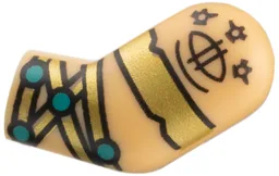 Arm, Left with Black Tattoo, Gold Band and Bracelets, Dark Turquoise Circles Pattern / Warm Tan