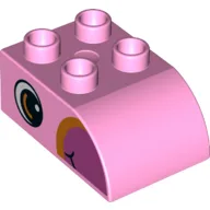 Duplo Brick 2 x 3 with Curved Top with Dark Pink Beak, Eye Print