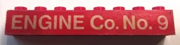Brick 1 x 8 with White 'ENGINE Co. No. 9' Pattern (Sticker) - Set 590