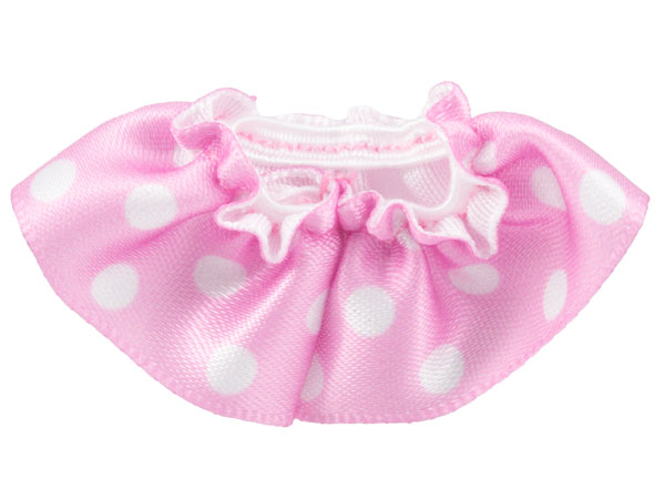 Lego Duplo Wear Cloth Skirt Satin with Large White Polka Dots Pattern, Knee Length (18mm) / Bright Pink