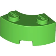 Brick Round Corner 2 x 2 Macaroni with Stud Notch and Reinforced Underside [New Style] / Bright Green