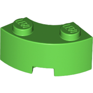 Lego Brick Round Corner 2 x 2 Macaroni with Stud Notch and Reinforced Underside [New Style] / Bright Green