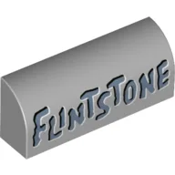 Brick Curved 1 x 4 x 1 1/3 No Studs with 'FLINTSTONE' Print / Light Bluish Gray