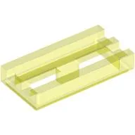 Tile Special 1 x 2 Grille with Bottom Groove / Trans-Neon Green