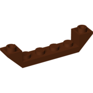 Lego Brick Sloped Inverted 45° 6 x 1 Double with 1 x 4 Recessed / Reddish Brown