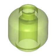 Minifig Head [Plain] [Vented Stud - 2 Holes] / Trans-Bright Green