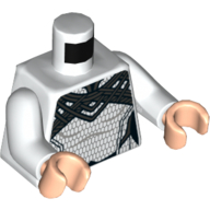 Lego Torso Armor, Decorative Pearl Titanium Collar, Silver Hexagons Print, White Arms, Light Nougat Hands / White