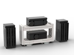 Stereo system with rack and speakers