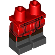 Lego Hips with Red Legs and Black Boots Pattern with Plaid Miniskirt, Dark Brown Tights print / Red