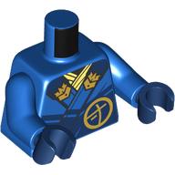 Lego Torso, Robe, Dark Blue Trim, Gold Symbols print, Blue Arms, Dark Blue Hands / Blue