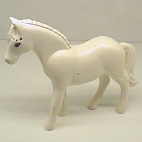 Lego Belville, Animal, Horse with Blue Eyes and Gold Stars Print / White