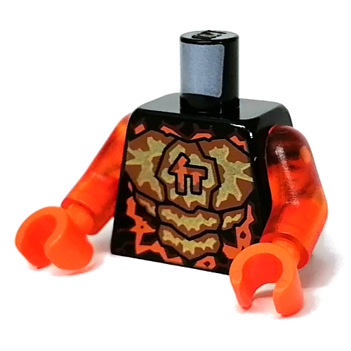 Lego Torso Armor, Yellow and Orange Rock Panels, Asian Symbol print, Trans-Orange Arms, Orange Hands / Black