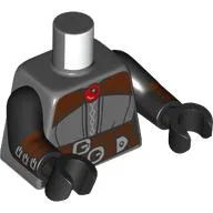 Torso, Reddish Brown Belts, Silver Buckles, Cloak, Red Jewel Print, Black Arms and Hands / Dark Bluish Gray
