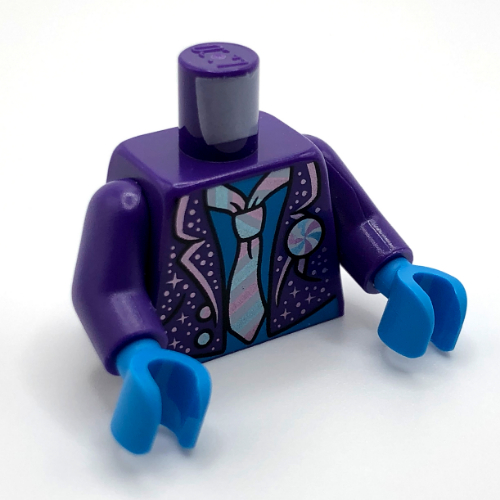Lego Torso Jacket, Tie, Dark Azure Undershirt print, Dark Purple Arms, Dark Azure Hands / Dark Purple