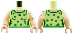 Torso Female Tank Top, Light Nougat Neck, Green Hems and Shamrocks Pattern / Light Nougat Arm Left with White Bandage Pattern / Light Nougat Arm Right / Light Nougat Hands