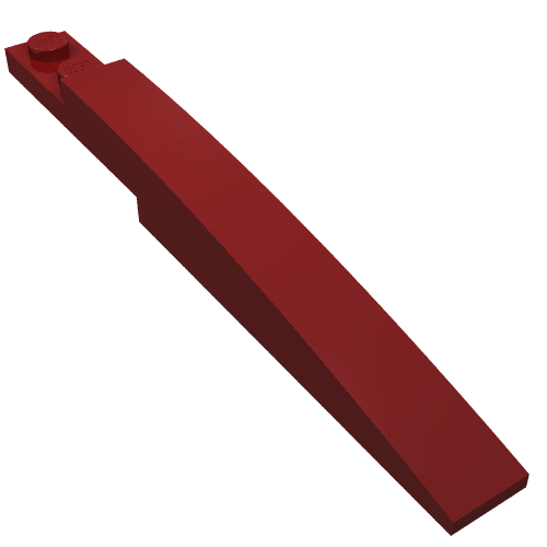 Lego Brick Curved 10 x 1 [Asymmetric Inside Ridges] / Dark Red