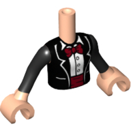 Lego Minidoll Torso Girl with Black Jacket with Bow Tie and Cummerbund Print, Black Sleeves and Light Nougat Hands / Light Nougat