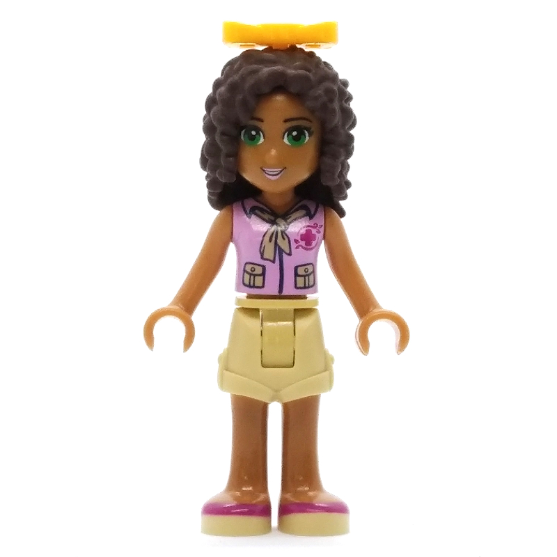 Lego Andrea - Bright Pink Top, Tan Shorts, Bow