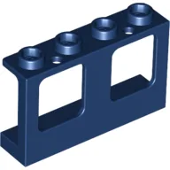 Window 1 x 4 x 2 Plane, Hollow Studs, Single Hole Top and Bottom for Glass / Dark Blue