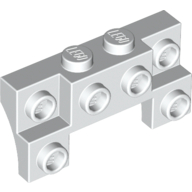Lego Brick Special 2 x 4 - 1 x 4 with 2 Recessed Studs and Thin Side Arches / White