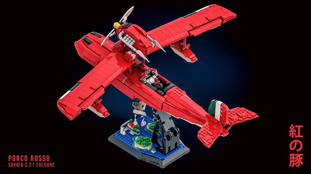 Lego Porco Rosso Savoia S.21 Folgore + Stand