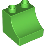 Lego Duplo Brick 2 x 2 x 1 1/2 with Curve / Bright Green