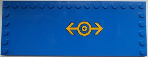 Lego Tile, Modified 6 x 16 with Studs on Edges with Train Logo Bright Light Orange Pattern Left (Sticker) - Set 60052