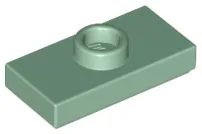 Plate Special 1 x 2 with 1 Stud with Groove and Inside Stud Holder (Jumper) / Sand Green