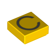 Lego Tile 1 x 1 with letter Capital C Print / Yellow