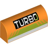 Brick Curved 1 x 4 x 1 1/3 No Studs with 'TURBO' and White and Lime Print / Orange