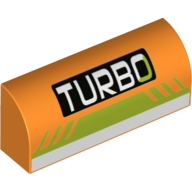 Lego Brick Curved 1 x 4 x 1 1/3 No Studs with 'TURBO' and White and Lime Print