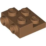 Plate Special 2 x 2 x 2/3 with Two Studs On Side and Two Raised [Solid Anti-stud] / Medium Nougat