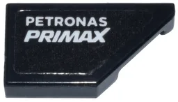 Tile, Modified 1 x 2 Wedge Right with White 'PETRONAS PRIMAX' Logo Pattern (Sticker) - Set 77244