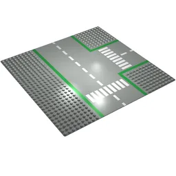 Baseplate 32 x 32 with 9-Stud T Intersection with Road Print / Light Gray