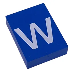 Modulex Tile 3 x 4 with White 'w' Print, without Internal Supports / Modulex Tile Blue