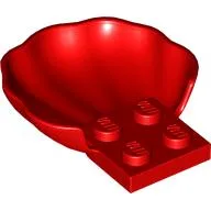 Animal Body Part, Clam / Scallop Half Shell with 4 Studs / Red