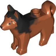 Animal, Dog, Husky with Black Eyes, Black Nose Print and Marbled Black Ears and Back Pattern / Dark Orange