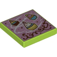 Tile 2 x 2 with Cupcake Snow Print / Lime