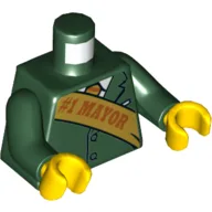 Torso Jacket with Gold Sash with '#1 MAYOR' Print, Dark Green Arms, Yellow Hands / Dark Green