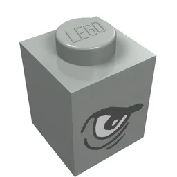 Brick 1 x 1 with Angry Eye Left / Sad Eye Right Print / Light Gray