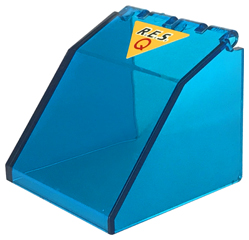 Lego Windscreen 4 x 4 x 3 Canopy with Black 'R.E.S.' and Red 'Q' on Yellow Triangle Pattern (Sticker) - Sets 6445 / 6479